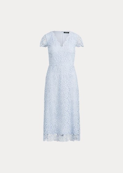 Vestidos Ralph Lauren Mujer Azules - Lace V-Neck - EBDXC7390